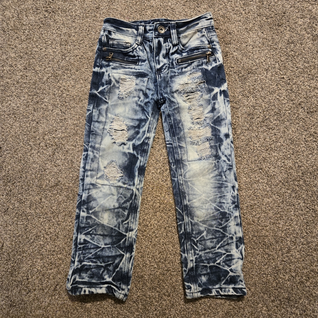 Trendy Road Narrows Distressed Denim Acid Wash Jeans Size 6 In Great Condition